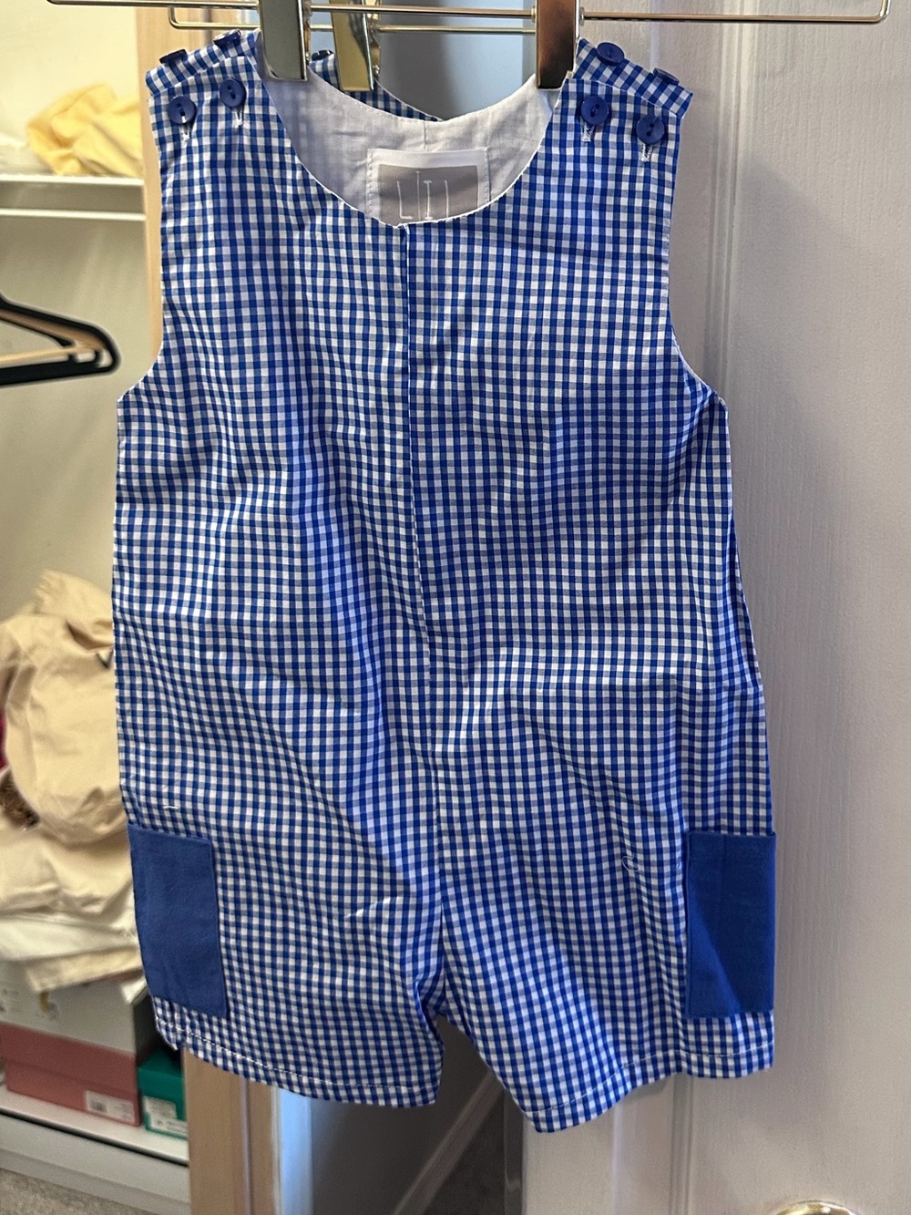 Blue Gingham Kids One-Piece Romper